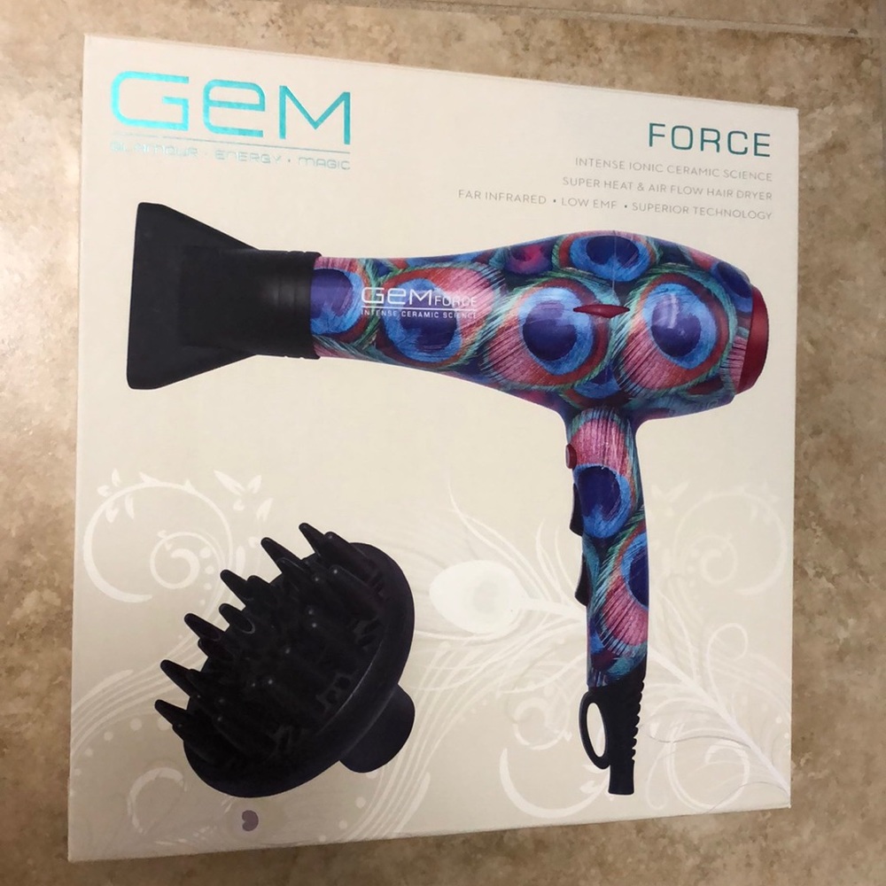 GEM Force Ionic Ceramic Hair Dryer Peacock Design